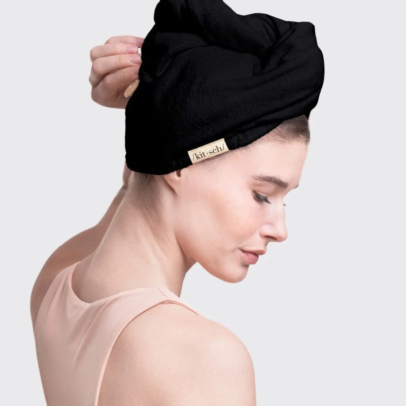 6363 Eco cotton hairtowel black lifestyle