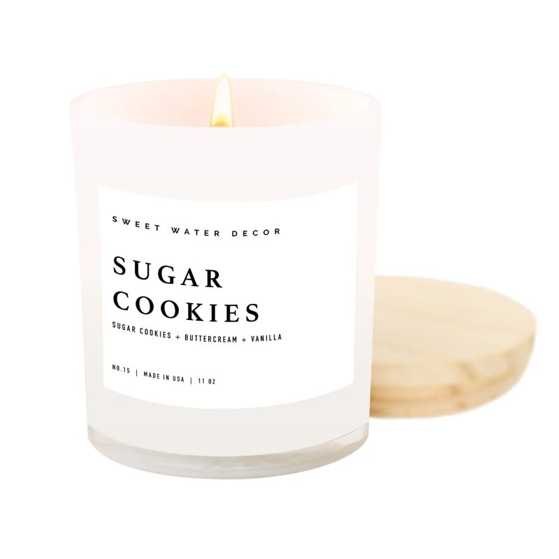 C015WW SUGAR COOKIES WHITE JAR SOY BLEND CANDLE SWEET WATER DECOR 01