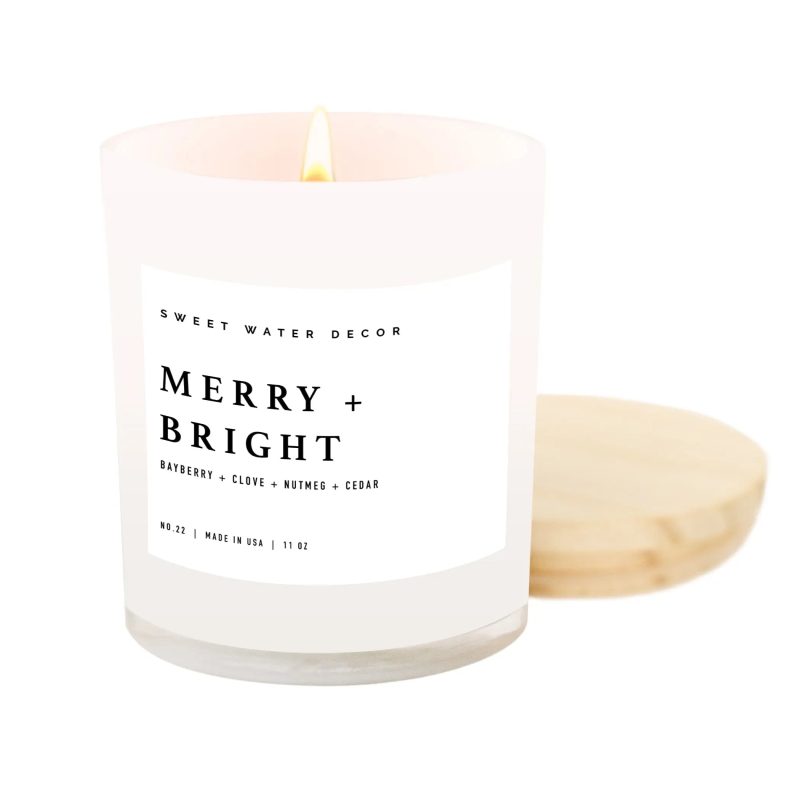 C022WW MERRY BRIGHT WHITE JAR SOY BLEND CANDLE SWEET WATER DECOR 01