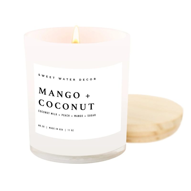 C030WW MANGO COCONUT WHITE JAR SOY BLEND CANDLE SWEET WATER DECOR 01