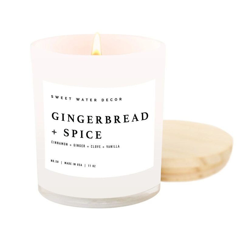 C058WW GINGERBREAD SPICE 11OZ WHITE JAR CANDLE 2023 WB SWEET WATER DECOR