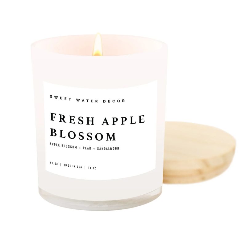 C063WW FRESH APPLE BLOSSOM 11OZ WHITE JAR CANDLE 2023 WB SWEET WATER DECOR