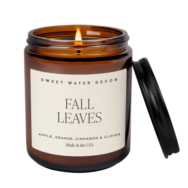 C101A FALL LEAVES 2024 AMBER CANDLE SWEET WATER DECOR WB 518793