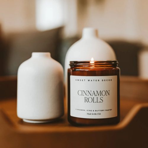 C107A CINNAMON ROLLS AMBER JAR CANDLE INFINITY HOMES MAY 2023 SWEET WATER DECOR 2 840498