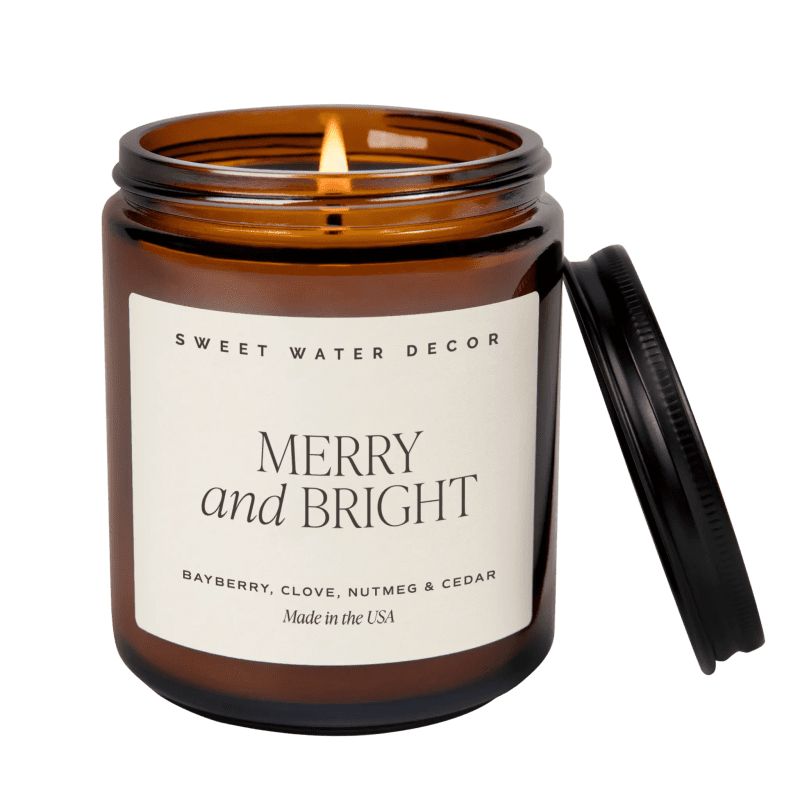 C122A MERRY AND BRIGHT 2023 AMBER CANDLE SWEET WATER DECOR WB 266684