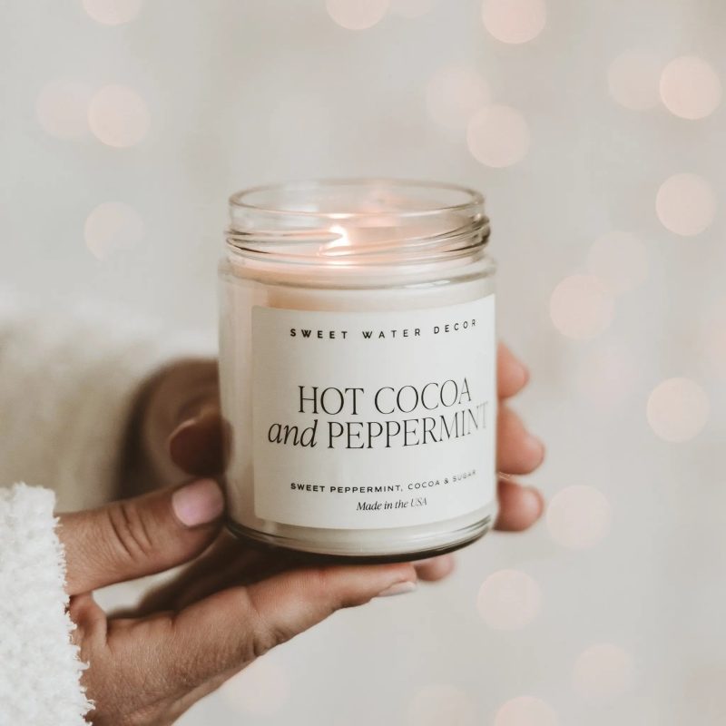 C152 HOT COCA AND PEPPERMINT CLEAR 9OZ CANDLE HOLIDAY INFINITY HOMES SWEET WATER DECOR 1 05 916287