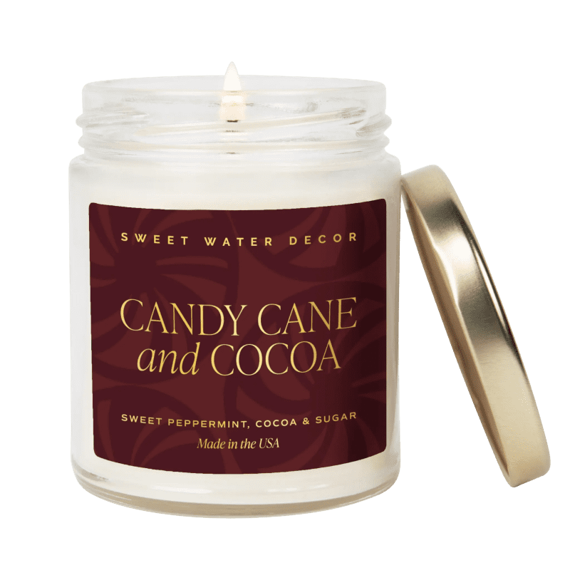 CJ085 CANDY CANE AND COCOA PATTERNED CANDLE WB SOONA SEPT 2023 SWEET WATER DECOR 1 661741