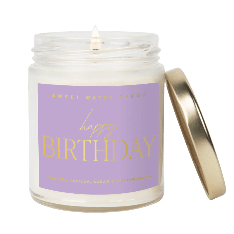 CJ096 HAPPY BIRTHDAY GOLD FOIL 2024 QUOTE CANDLE SWEET WATER DECOR WB 815394