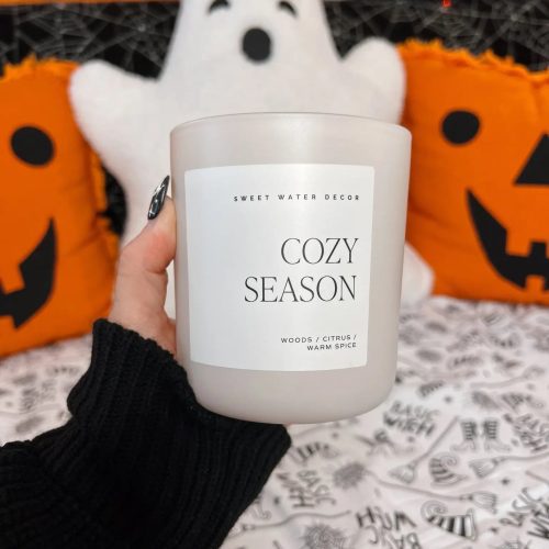 CL101 COZY SEASON 15OZ TAN MATTE CANDLE HALLOWEENHAPPY SWEET WATER DECOR 698894