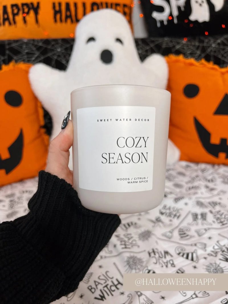 CL101 COZY SEASON 15OZ TAN MATTE CANDLE HALLOWEENHAPPY SWEET WATER DECOR 698894