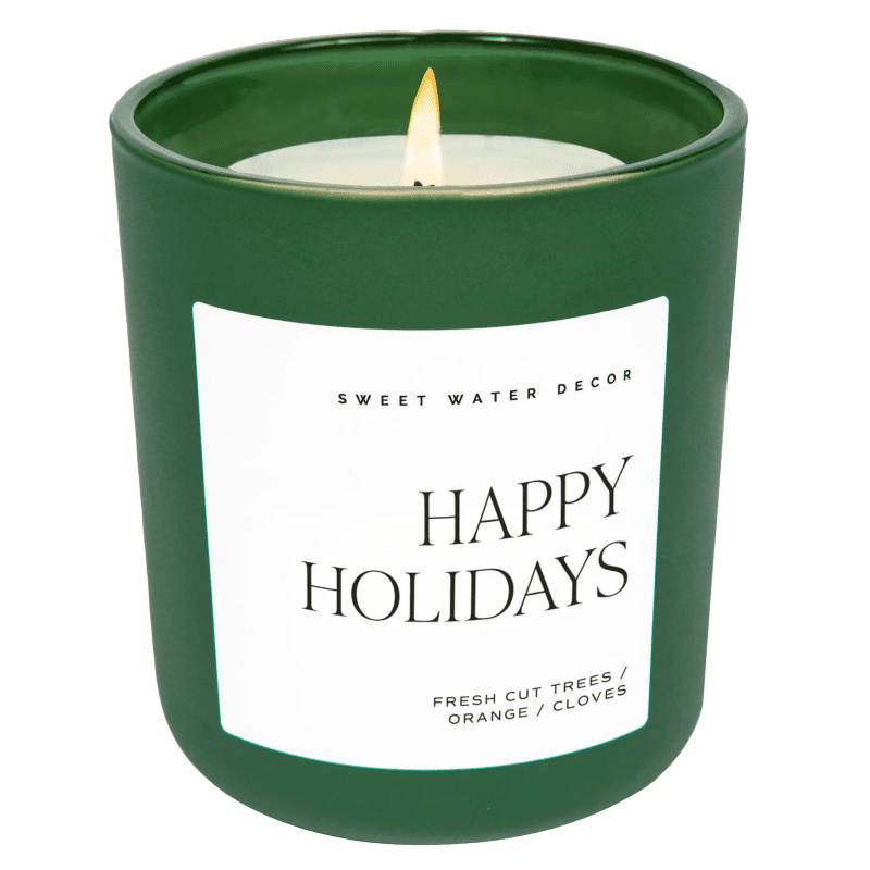 CL113 HAPPY HOLIDAYS 15OZ GREEN MATTE CANDLE WB SOONA JUNE 2023 SWEET WATER DECOR 469234