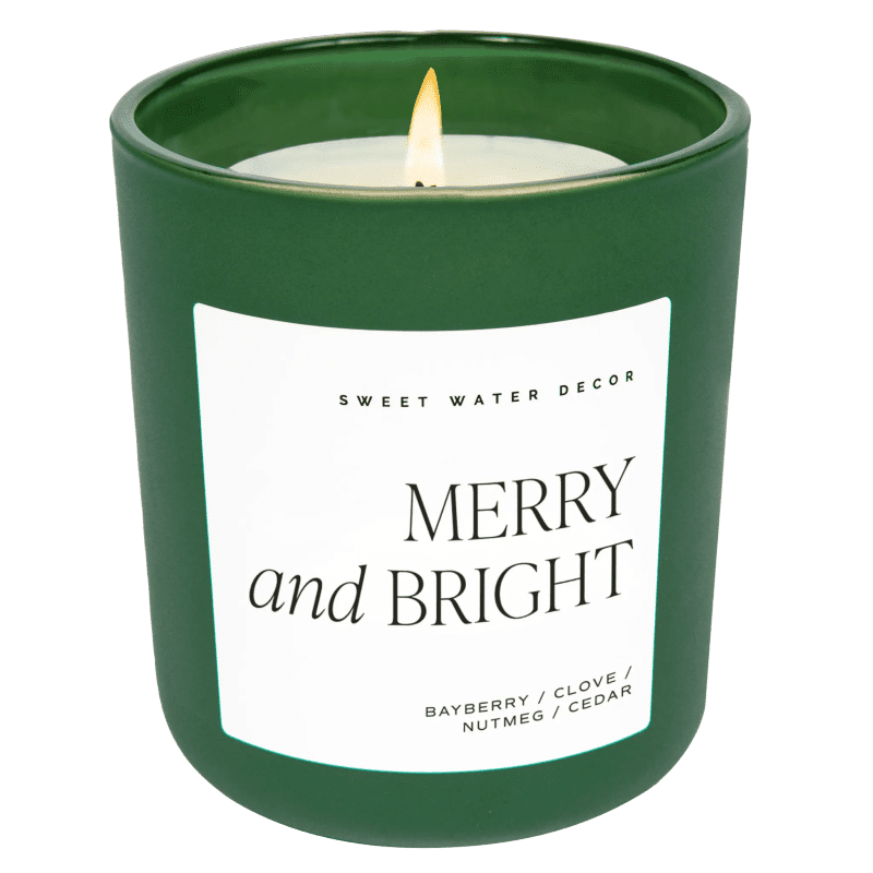 CL114 MERRY AND BRIGHT 15OZ GREEN MATTE CANDLE WB SOONA JUNE 2023 SWEET WATER DECOR 405872