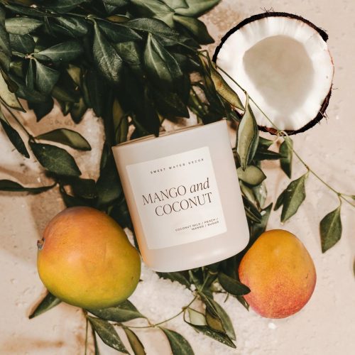 CL134 MANGO AND COCONUT 15OZ TAN MATTE CANDLE HOT METAL STUDIO SEPTEMBER 2023 SWEET WATER DECOR 09 495852