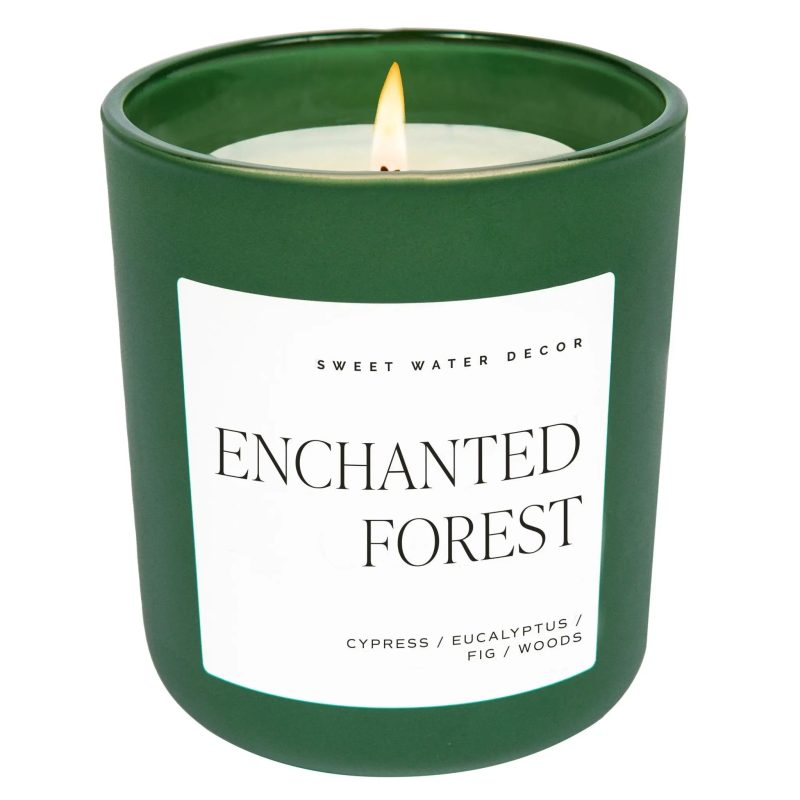 CL146 ENCHANTED FOREST 15OZ GREEN MATTE CANDLE WB 2024 SWEET WATER DECOR 256595