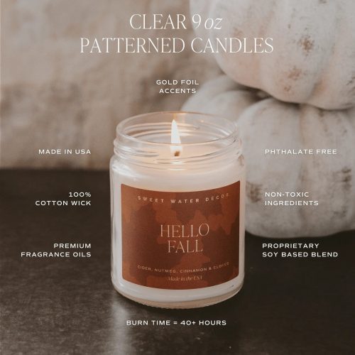 FALL PATTERNED 9oz CLEAR CANDLE VALUE GRAPHIC 2024 598028