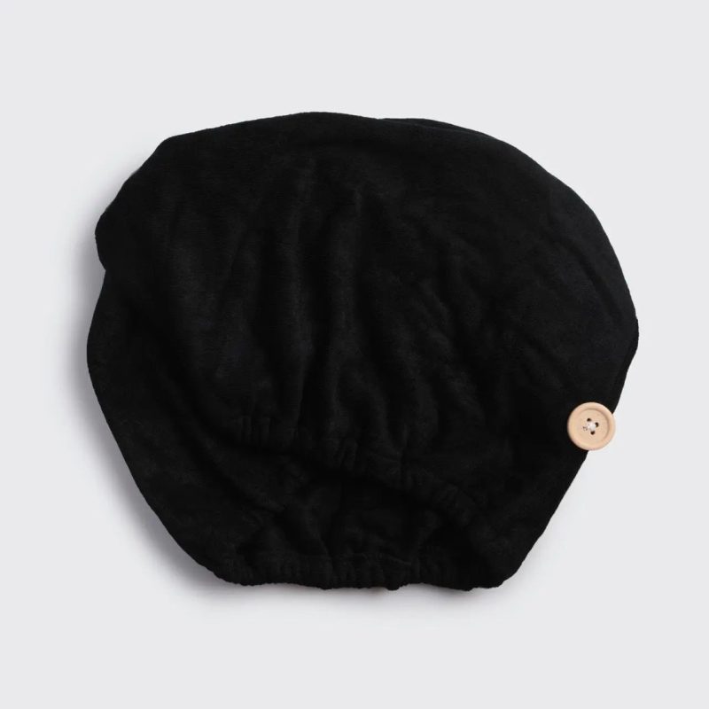 black cotton hair towel