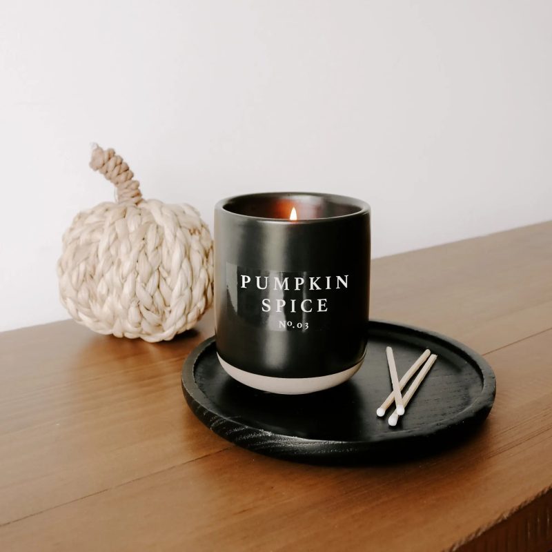 cute black stone pumpkin spice candle