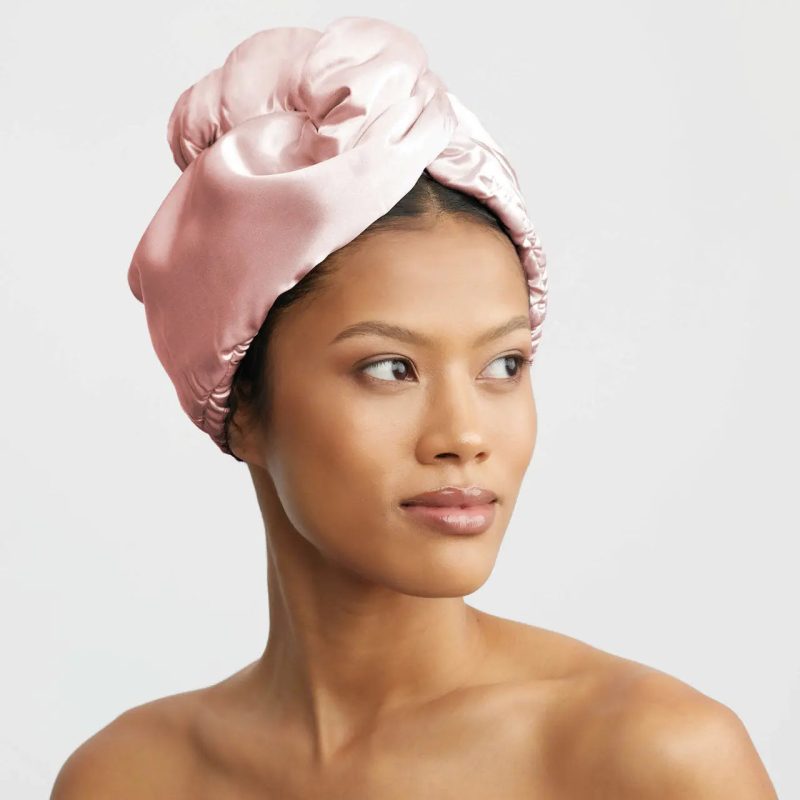 pink microfiber hair towel kitsch