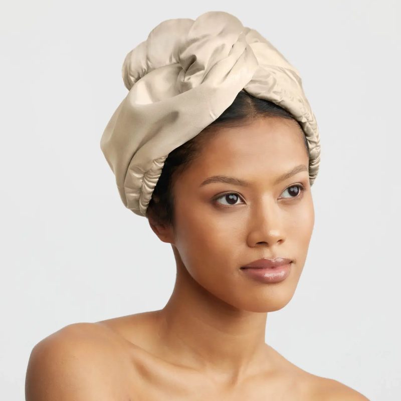 satin hair towel